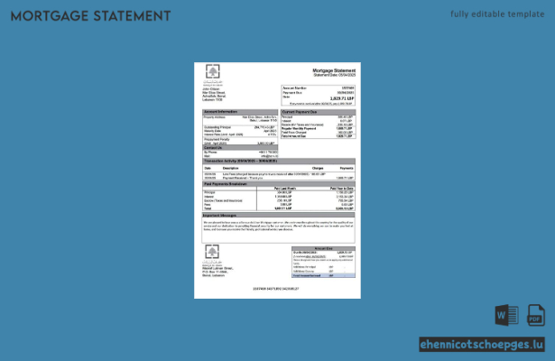 Beispiel eines Hypothekenauszugs der Bank von Libanon (Word- und PDF-Datei)